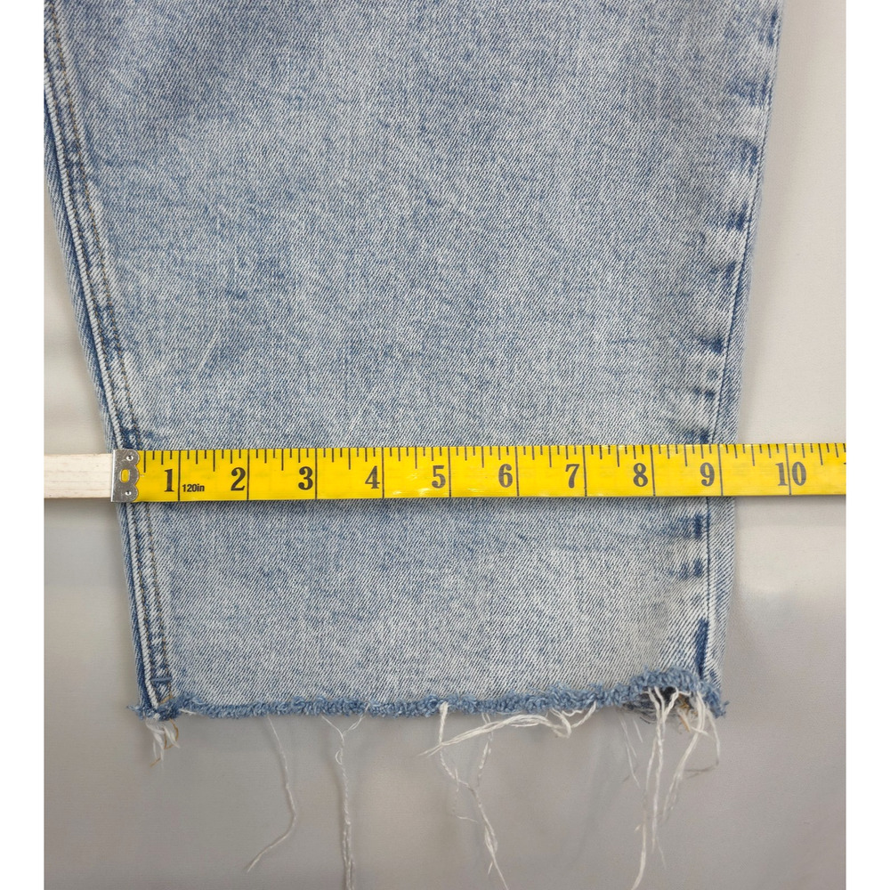 Old Navy Acid Wash Button Fly Jeans Raw Hem Women 29 High Rise Stretch Blue - Picture 6 of 11